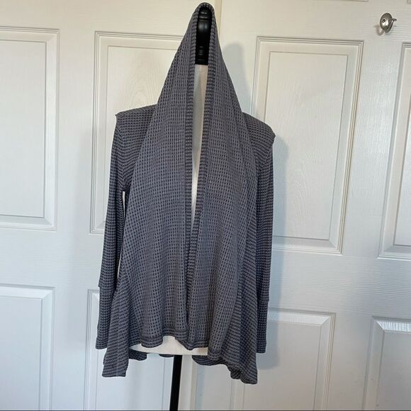 Altar’d State Thermal Raw Edge Slub Shaw Pocketed Cardigan, Medium - Picture 9 of 14